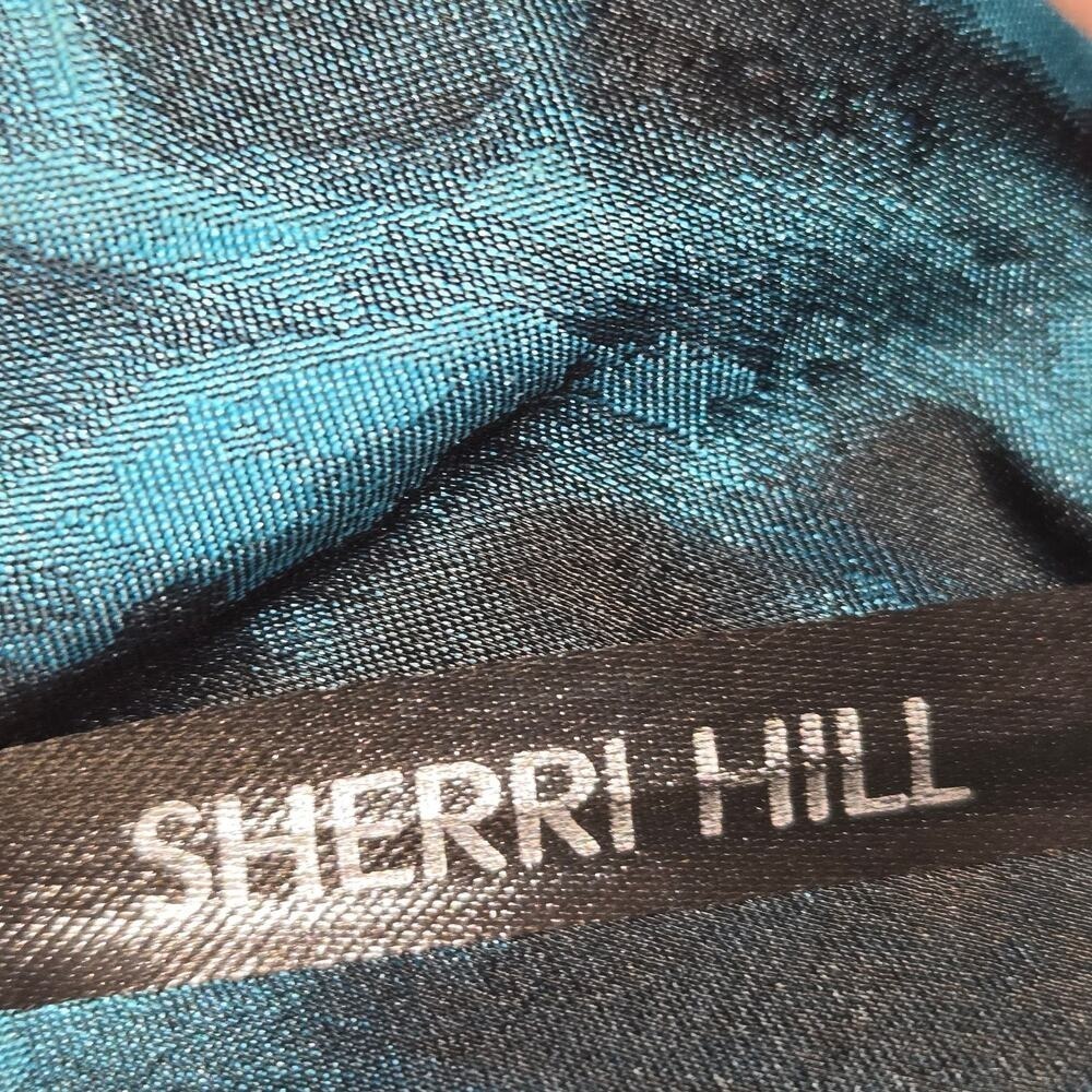 For tigerchik Sherri Hill Size 4 Strapless Gown Teal Black Floral - Picture 2 of 11